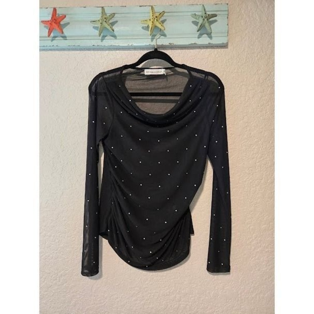 Rebecca Minkoff Black Sheet Top with Silver Sequins